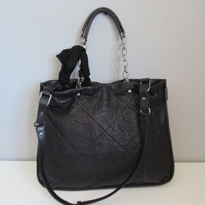 Lanvin Amalia Black Quilted Silky Soft Lambskin Leather Tote Large Handbag